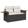 Afuera Living Contemporary Synthetic Poly Rattan 9 Piece Small Sofa Set in Black
