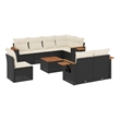 Afuera Living Contemporary Synthetic Poly Rattan 9 Piece Small Sofa Set in Black