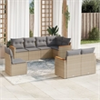 Afuera Living Contemporary 8 Piece Poly Rattan Sofa Set in Beige
