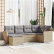 Afuera Living Contemporary 6 Piece Poly Rattan Sofa Set in Beige