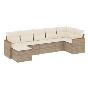 Afuera Living Contemporary 7 Piece Steel Large Sofa Set in Beige