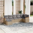 Afuera Living Contemporary 7 Piece Poly Rattan Sofa Set in Gray/Beige