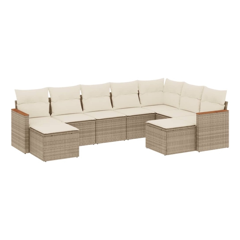 Afuera Living 9 Piece Poly Rattan Patio Sofa Set in Cream/Beige