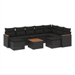 Afuera Living Contemporary 10 Piece Poly Rattan Sofa Set in Black