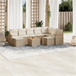 Afuera Living Contemporary 10 Piece Poly Rattan Sofa Set in Beige