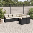 Afuera Living Contemporary 8 Piece Poly Rattan Sofa Set in Black/Cream