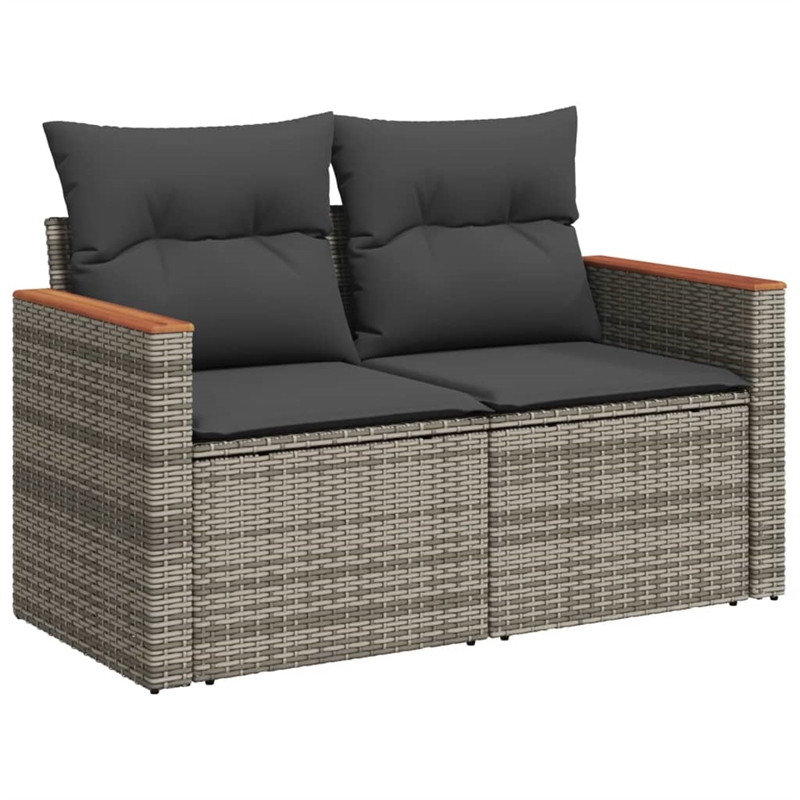 Afuera Living Contemporary 8 Piece Poly Rattan Sofa Set in Gray