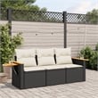 Afuera Living Contemporary 3 Piece Poly Rattan Sofa Set in Black
