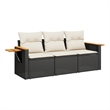 Afuera Living Contemporary 3 Piece Poly Rattan Sofa Set in Black
