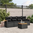 Afuera Living Contemporary Synthetic Poly Rattan 5 Piece Sofa Set in Black