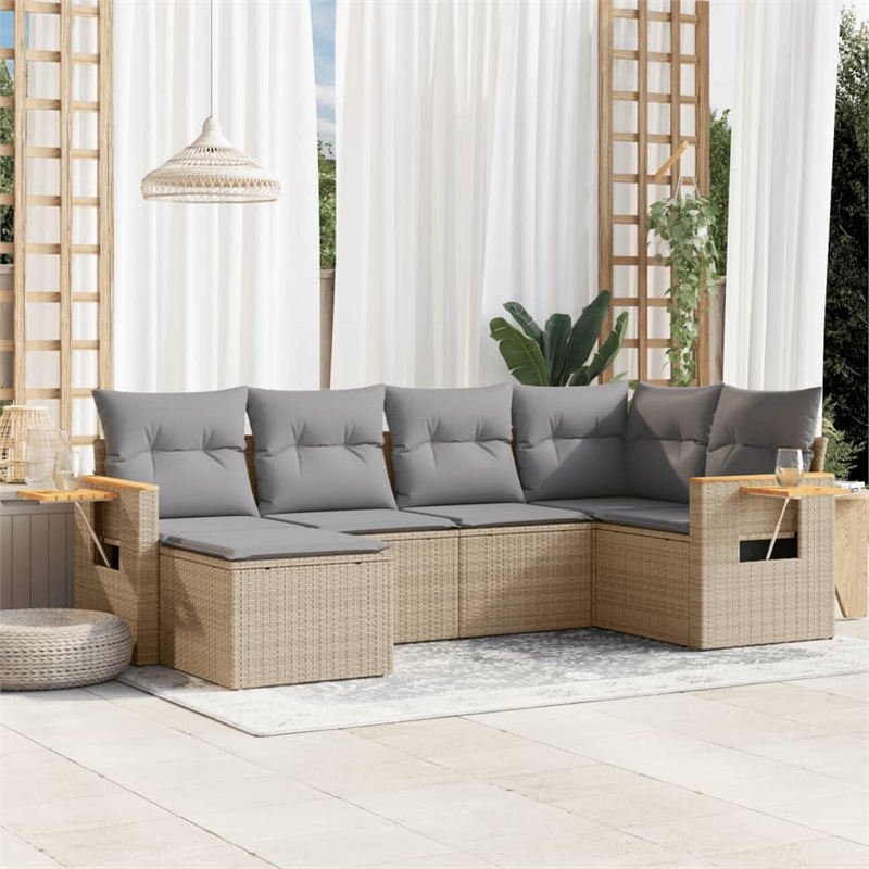 Afuera Living Contemporary Synthetic Poly Rattan  Sofa Set in Beige