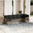 Afuera Living Contemporary Synthetic Poly Rattan 7 Piece  Sofa Set in Gray