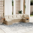 Afuera Living 7 Piece Poly Rattan Large Sofa Set in Cream/Beige