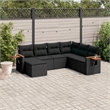 Afuera Living Contemporary 7 Piece Poly Rattan Sofa Set in Black
