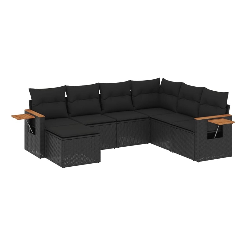 Afuera Living Contemporary 7 Piece Poly Rattan Sofa Set in Black