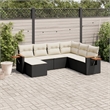 Afuera Living Contemporary Synthetic Poly Rattan Sofa Set in Black/Cream