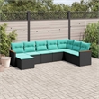Afuera Living 8 Piece Poly Rattan Patio Sofa Set in Black/Blue