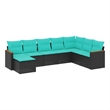 Afuera Living 8 Piece Poly Rattan Patio Sofa Set in Black/Blue