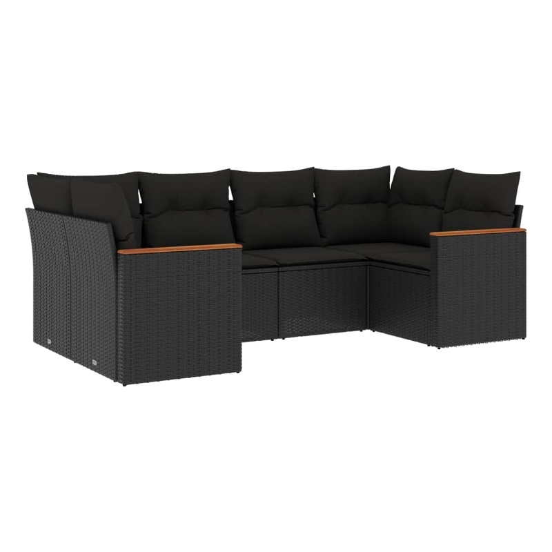 Afuera Living Contemporary Synthetic Poly Rattan 6 Piece  Sofa Set in Black