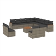 Afuera Living Contemporary 14 Piece Poly Rattan Large Sofa Set in Gray