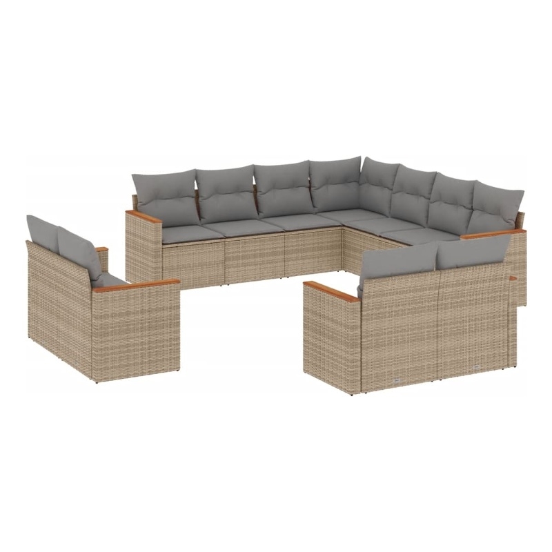 Afuera Living Contemporary 11 Piece Poly Rattan Sofa Set in Gray/Beige