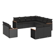 Afuera Living Contemporary 11 Piece Poly Rattan Sofa Set in Black