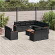 Afuera Living Contemporary 12 Piece Poly Rattan Sofa Set in Black