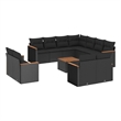 Afuera Living Contemporary 12 Piece Poly Rattan Sofa Set in Black