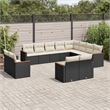 Afuera Living Contemporary 12 Piece Poly Rattan Large Sofa Set in Black
