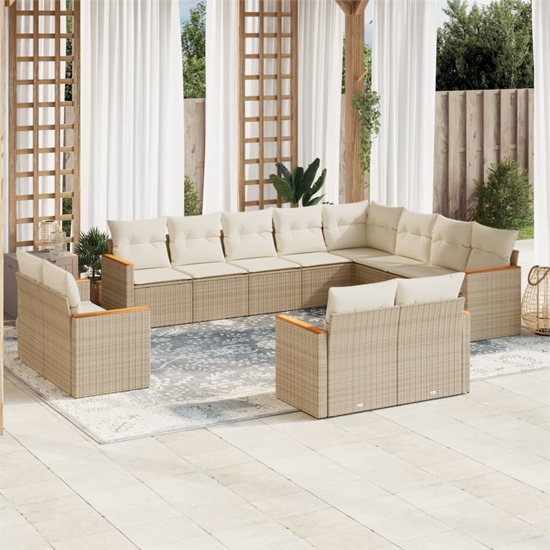Afuera Living 12 Piece Poly Rattan Small Sofa Set in Cream/Beige