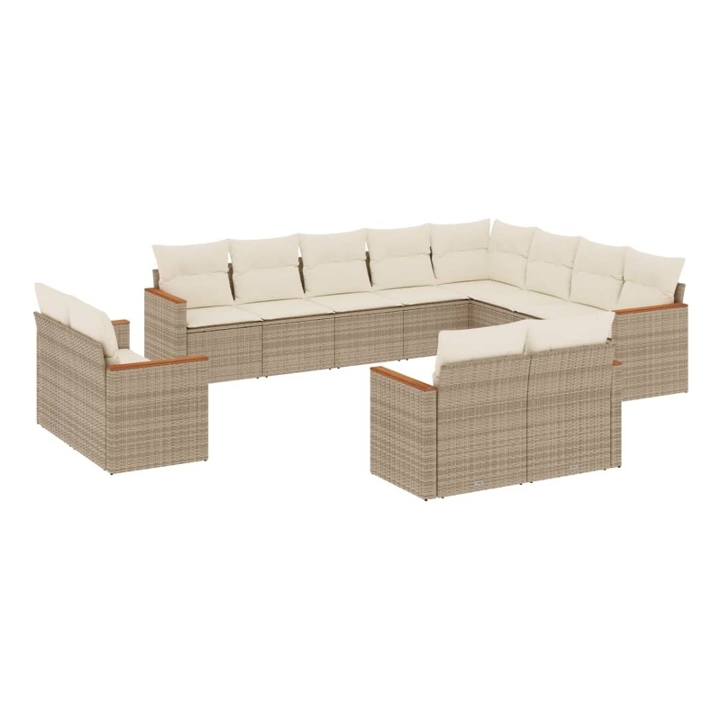 Afuera Living 12 Piece Poly Rattan Small Sofa Set in Cream/Beige