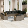 Afuera Living Contemporary 12 Piece Poly Rattan Sofa Set in Gray