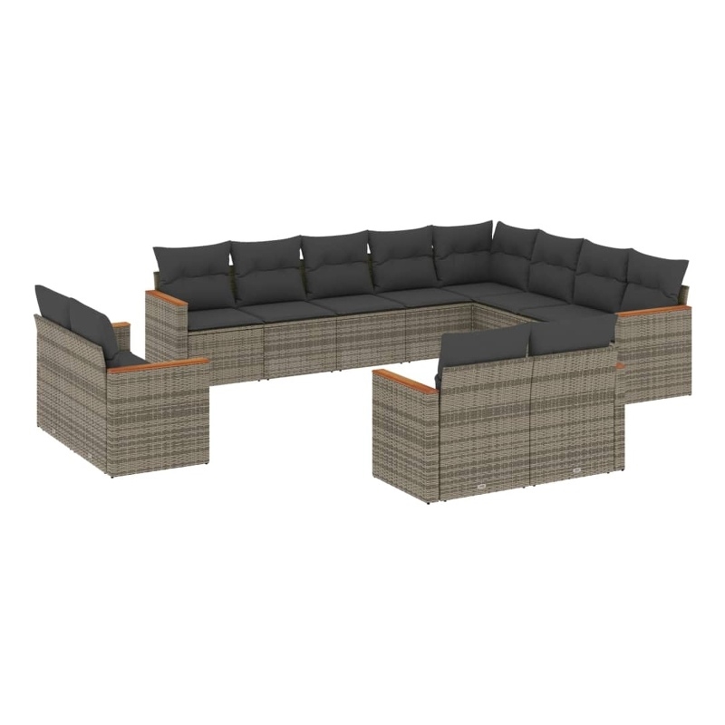 Afuera Living Contemporary 12 Piece Poly Rattan Sofa Set in Gray