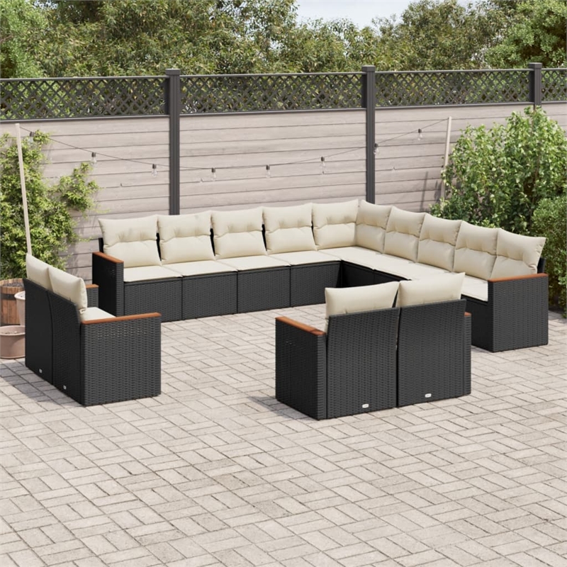 Afuera Living Contemporary Poly Rattan Large Sofa Set in Black