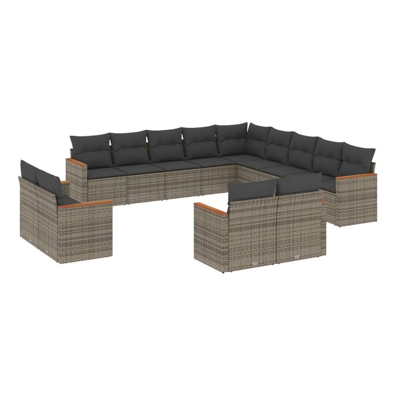 Afuera Living Contemporary 13 Piece Poly Rattan Large Sofa Set in Gray