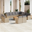Afuera Living Contemporary Synthetic Poly Rattan 14 Piece  Sofa Set in Beige