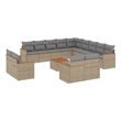 Afuera Living Contemporary Synthetic Poly Rattan 14 Piece  Sofa Set in Beige