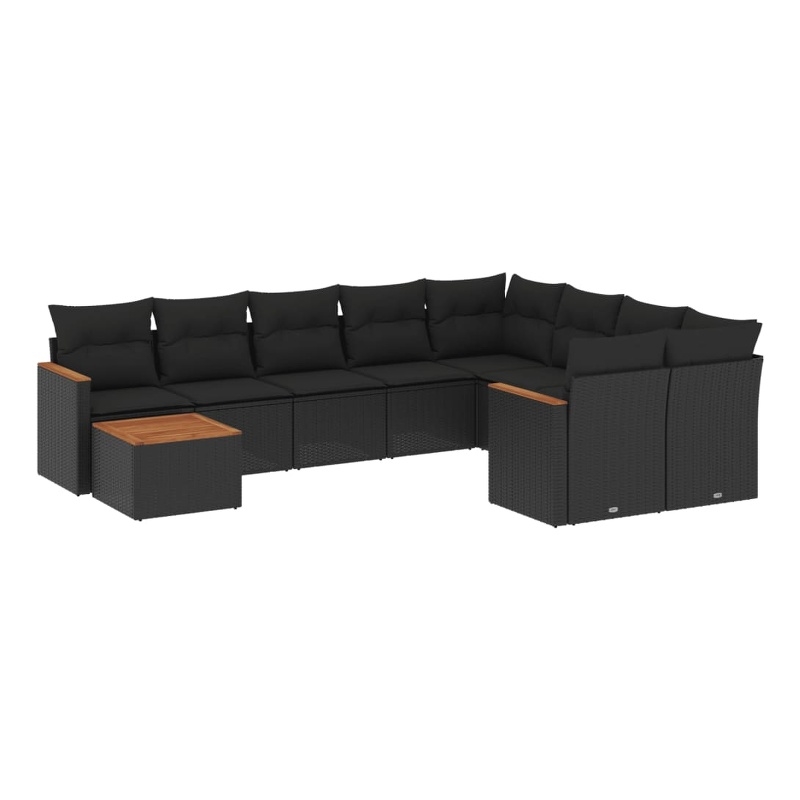 Afuera Living Contemporary Synthetic Poly Rattan 10 Piece Sofa Set in Black