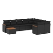 Afuera Living Contemporary Synthetic Poly Rattan 10 Piece Sofa Set in Black