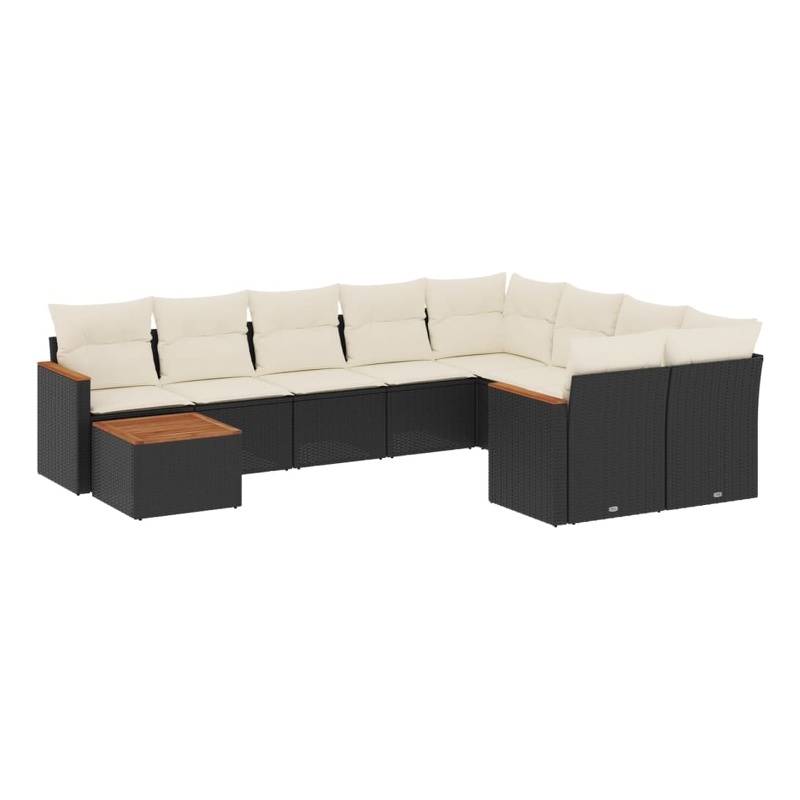Afuera Living Contemporary 10 Piece Poly Rattan Sofa Set in Black/Cream