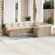 Afuera Living Contemporary Synthetic Poly Rattan 10 Piece  Sofa Set in Beige