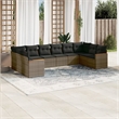 Afuera Living Contemporary Synthetic Poly Rattan 10 Piece  Sofa Set in Gray