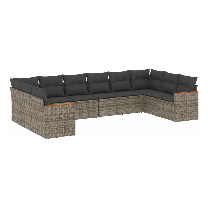 Afuera Living Contemporary Synthetic Poly Rattan 10 Piece  Sofa Set in Gray