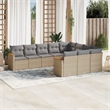 Afuera Living Contemporary 10 Piece Poly Rattan Sofa Set in Gray/Beige