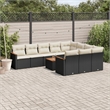 Afuera Living Synthetic Poly Rattan 11 Piece Sofa Set in Black/Cream