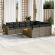 Afuera Living Contemporary 11 Piece Poly Rattan Sofa Set in Gray