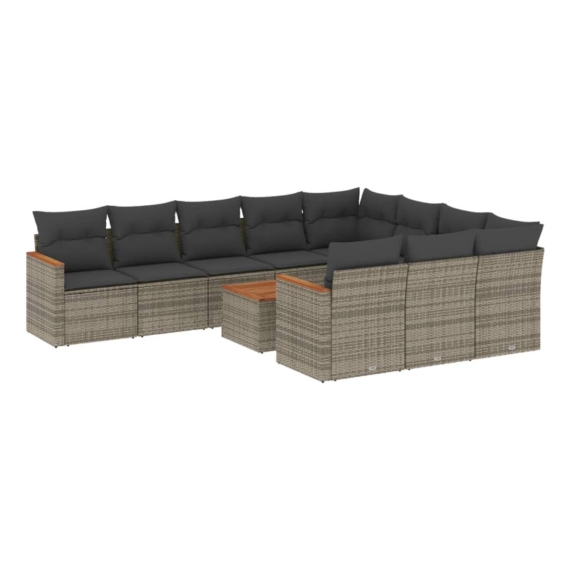 Afuera Living Contemporary 11 Piece Poly Rattan Sofa Set in Gray