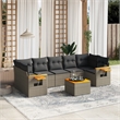 Afuera Living Contemporary 8 Piece Poly Rattan Sofa Set in Gray