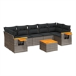 Afuera Living Contemporary 8 Piece Poly Rattan Sofa Set in Gray