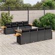 Afuera Living Contemporary Synthetic Poly Rattan 9 Piece Sofa Set in Black
